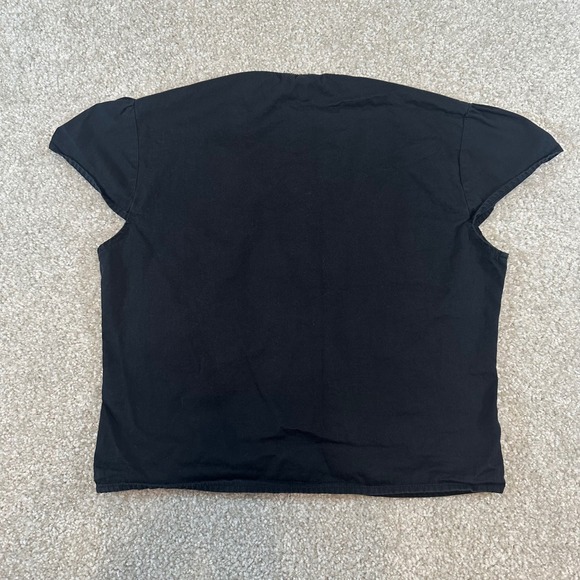 John Galt Brandy Melville Black Dainty Tie Front Cap Sleeve Cotton Top OS Small - Picture 3 of 5